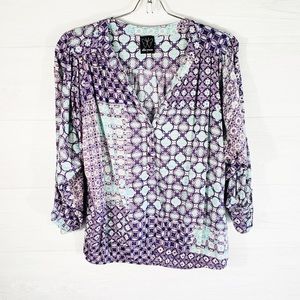 ☀️Ella Moss Women's S Purple Peasant 3/4 Sleeve